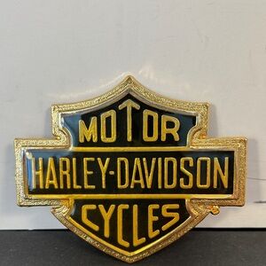 Harley-Davidson Gold Tone Metal Logo Emblem Adhesive Badge